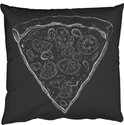 Sierkussens - Kussentjes Woonkamer - 50x50 cm - Pizzapunt - Toppings - Krijttekening