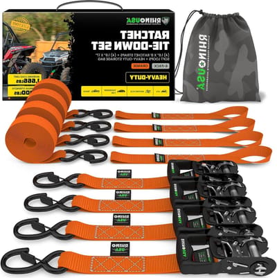 Spanbanden met ratel - Sjorbanden set - Materiaal transport - 2000 kg scheurvastheid - 4 cm x 24 m - Oranje