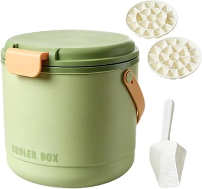 IJsemmer met deksel - Ijsmachine thuis - Dranken koelen - Dubbellaags ontwerp - 21x20x18 cm - Groen