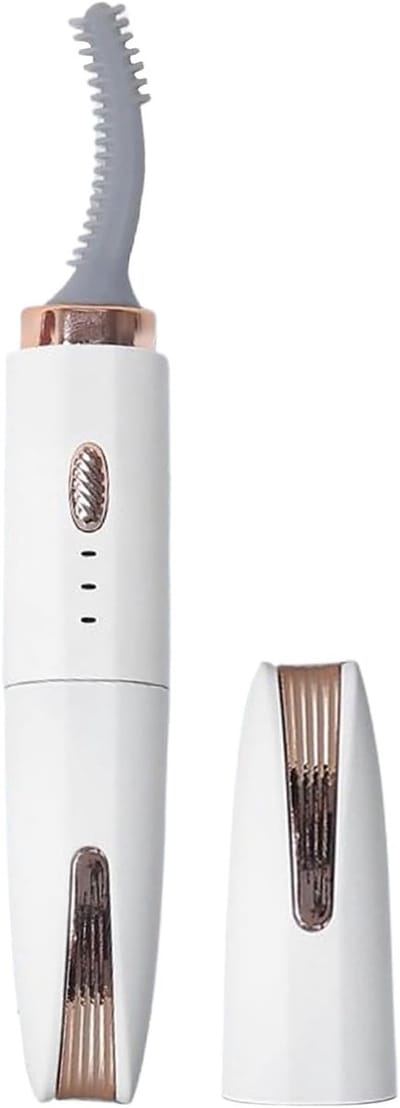 2-in-1 Elektrische Verwarmde Wimperkruller & Wenkbrauwtrimmer, Oplaadbaar via USB, 15S Snelle Verwarming, 2 Modi, Geschikt voor Alle Wimpers (Wit)