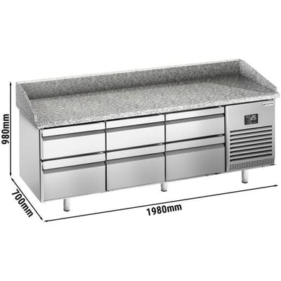 GGM Gastro Pizzakühltisch Premium PLUS - 1980x700mm - mit 6 Schubladen