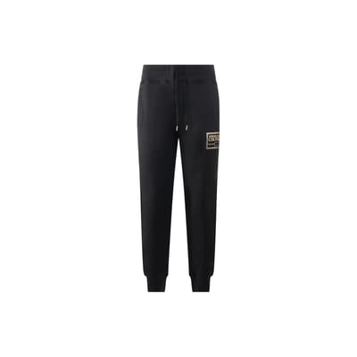 Versace Herfst/Winter 23 Effen Kleur Logo Print Middelhoge Taille Trekkoord Manchetten Casual Broek Heren Broeken Zwart 75GAAT12-CF06T-G89 XXL black