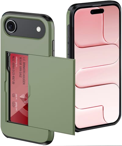 Hoes Geschikt voor iPhone Air Hoesje Pasjeshouder Hard Cover Shock Proof Hard Case Hoes Met Kaarthouder - Donkergroen