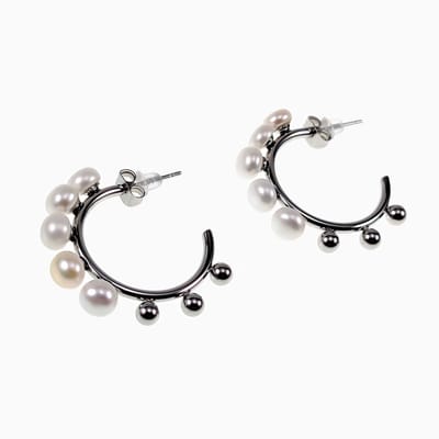 Dottilove Open Oorringen Dames - 14k Wit Goud Plated RVS - Oorbellen met Witte Parel
