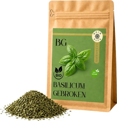 Basilicum Biologisch Fijngewreven – 50 gr – Italiaans Kruid – Intens Aroma – 100% Natuurlijk – Ocin Vita