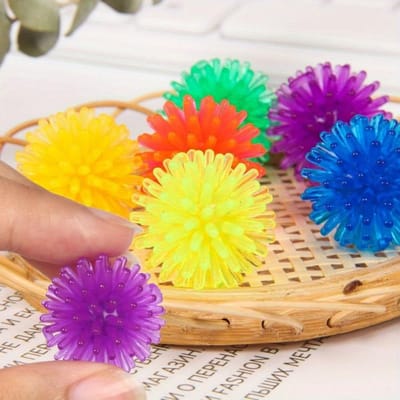 5 stuks Egel Massagebal, Yoga Voetreflexologie Bal, Acupunctuurpunt Stressverlichting Kleurrijke Bal voor Lichaamsontspanning lichtgrijze kleur