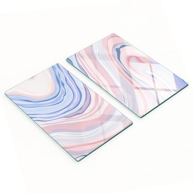 Decoratieve snijplanken van gehard glas met abstract golfmotief, 2x30x52 cm