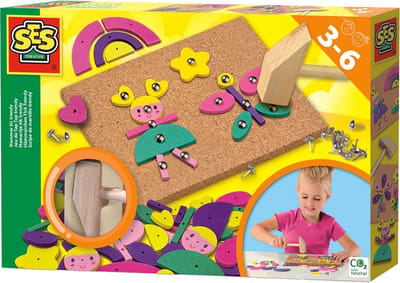 SES Creative - Hamertje Tik - Trendy - Montessori Speelgoed - vrolijke kleuren - veilige spijkertjes - Knutselen