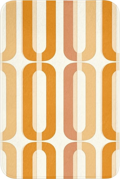 Badmat 60x90 cm - Antislip - U-vorm - Retro - Oranje - Badmatten voor badkamer - Badkamermat - Douchemat - Badkamer mat