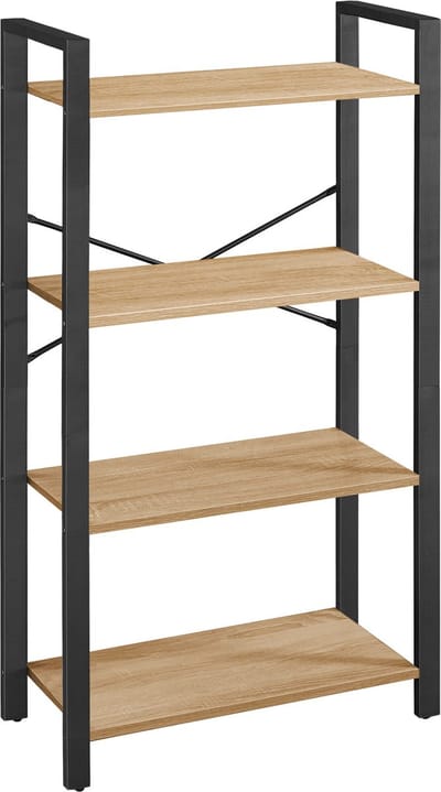 Boekenkast SONOMA, 4 Planken en Stalen Frame, Kleur: Eiken Sonoma en Zwart, Modern en Functioneel Design, Ideaal voor Woonkamer, Slaapkamer of Kantoor, 120 x 66 x 30 cm