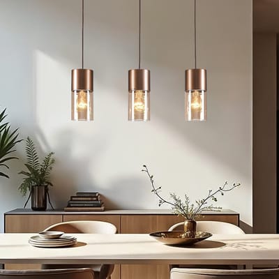 LumenXL - 3-lichts hanglamp koffiebruin - amber glas - Lungo