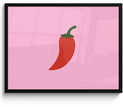 Poster in lijst - Fotolijst 70x50 cm - Posters - Peper - Rood - Illustratie - Posterlijst zwart - Decoratie - Wanddecoratie woonkamer - Muurdecoratie slaapkamer