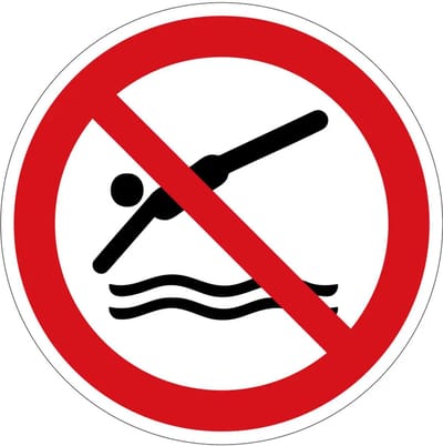 Niet duiken verbodsbord - P052 | gecoat dibond materiaal | 10 cm