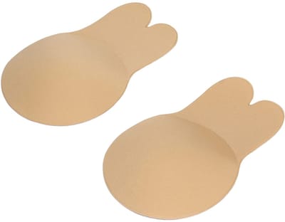 Siliconen Oor Zelfklevende Beha Konijnvormige Strapless Rugloze Herbruikbare Onzichtbaarheidsstok Flexibele Zachte Sportbeha Push-up Borstlift Nipple Covers voor Vrouwen (beige)
