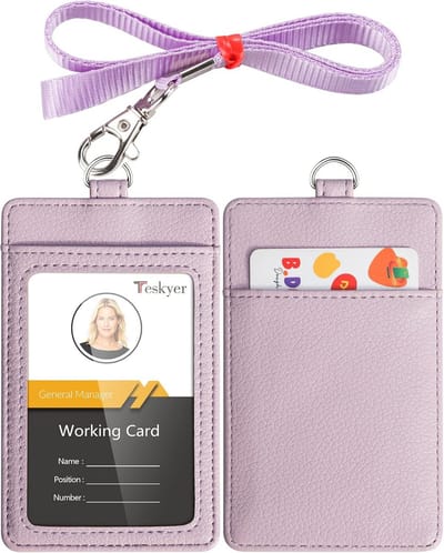 Kaarthouder met Lanyard - ID-badgehouder - Dagelijks Gebruik - Transparant Venster - 7.1 x 11.4 cm - Lichtpaars