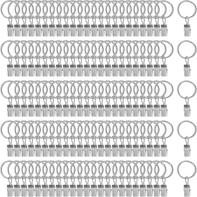 120x Gordijnringen met Clips 25mm Zilver - Ophangsysteem voor Gordijnen