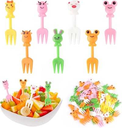 Dieren Fruitvorken - 50 Stuks Mini Vorken voor Kinderen - Herbruikbare Bento Box Accessoires voor Feestjes, Lunch en Theetijd
