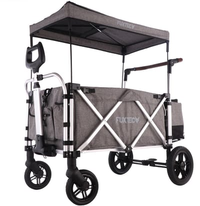 FUXLIFE by FUXTEC CTL900 Bolderkar Luxe - Opvouwbaar - Premium Grijs | Met Veiligheidsriemen & Zonnedak - Strandkar & Handkar - Max. 75kg