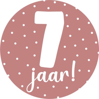 Sticker 7 jaar roze - traktatie sticker verjaardag - basisschool kind - kinderfeestje - 20 stuks
