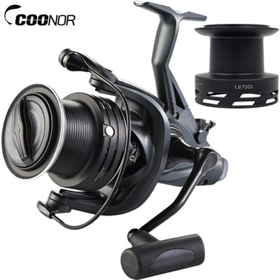 4,9:1 moulinet de pêche à la carpe avec Force de freinage de 15kg, double bobine avec double bobine pour la pêche LM7000 gray