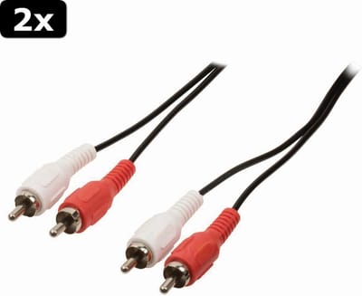2x Nedis CAGB24200BK15 Stereo-audiokabel 2x Rca Male - 2x Rca Male 1,5 M Zwart