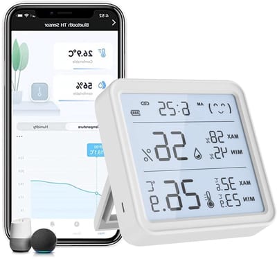 Draadloze thermometer hygrometer met gegevensopslag en meldingsfunctie - Intelligente temperatuur- en vochtigheidsmonitor met LCD-achtergrondverlichting