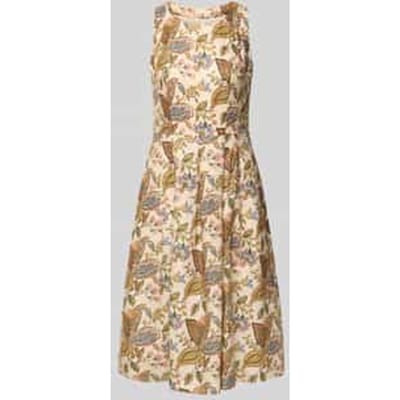 Midi-jurk van linnen in allover-look
