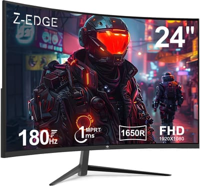 Z-EDGE UG24 Curved Gaming Monitor - FHD 1920x1080 - 24 Inch- 180Hz - MPRT 1ms - 300cd/m² - HDMI 2.1 & DisplayPort 1.4 - Zwart