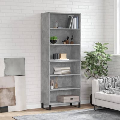 vidaXL - Hoge - kast - 69,5x32,5x180 - cm - bewerkt - hout - betongrijs