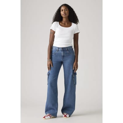 Levi's Superlow Loose Cargo Dnm All Over Blue Taglia: W25L32 | Pantaloni cargo Outlet | Donna | Blu