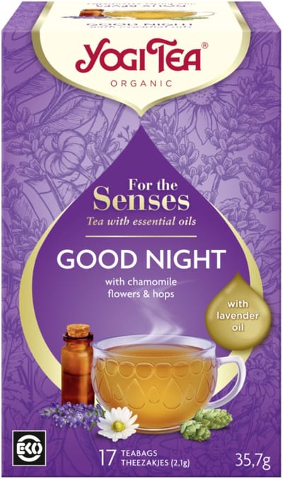 Yogi Tea For The Senses Good Night - Biologische Kruidenthee met Lavendel, Kamille en Hop voor een Rustige Nacht - Pakje van 17 Theezakjes