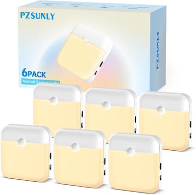 6x USB Oplaadbare LED Bewegingssensor Nachtlampjes 3000K Warm Wit voor Trap en Hal