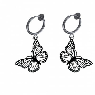 Klem oorbellen zwart- vlinder- filigraan-geen gaatje-Charme bijoux