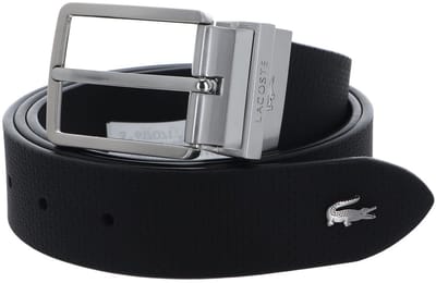 LACOSTE Leren riem Casual Plain Grained Leather Belt W105 Noir zwart