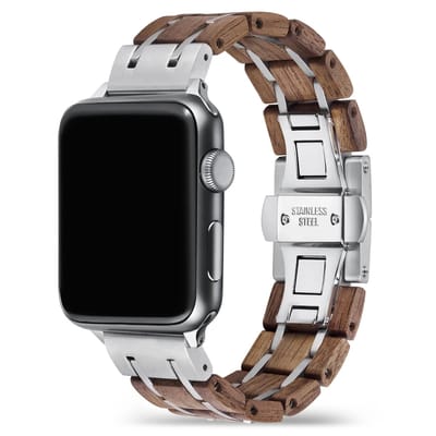 Apple Watch-bandje - walnotenhout en staal 38-41 mm