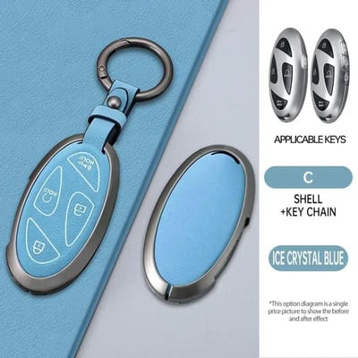 Alliage+Cuir Étui de Clé de Voiture Coque de Protection pour Clé Porte-Clés Pour Nouveau Kona Sx2 Pour Hyundai Ioniq 6 Nouveau Grand Prix Gn7 Accessoires de Voiture gray
