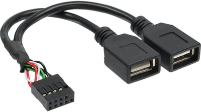 Pin Header adapter USB2.0 (v) - 2x USB-A (v) - 0,15 meter