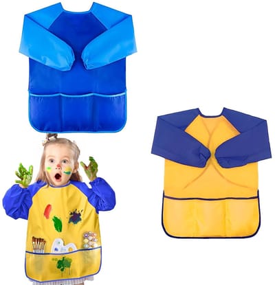 Dailygoods- Schildersschort Waterdicht - 2 Stuks - Mouwen - 3 Zakken - Geschikt voor Kinderen 5-8 Jaar - Materiaal Polyester/Nylon - Afmetingen 44x60 cm - Schort
