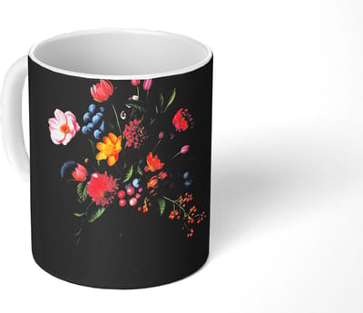 Mok - Koffiemok - Bloemen - Vrolijk - Vaas - Mokken - 350 ML - Beker - Koffiemokken - Theemok