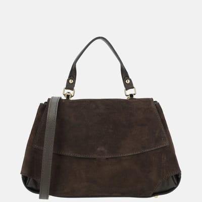 Charm London overslag handtas suede donkerbruin