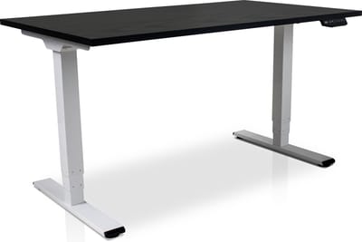 Zit-sta bureau elektrisch verstelbaar - MRC COMFORT NEN-EN 527 | 140 x 80 cm | frame wit - blad zwart eiken