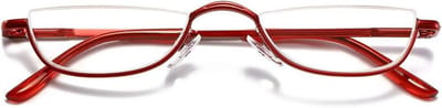 Leesbril Metaal - Halfmontuur Bril - Lezen en Werken - Veerscharnier Design - 132 mm Breed - Rood
