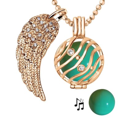 Engelenroeper 18mm Bolhouder met Ketting 90cm en Bolletje - Dames - Roségoudkleurig Golven - EBS18092