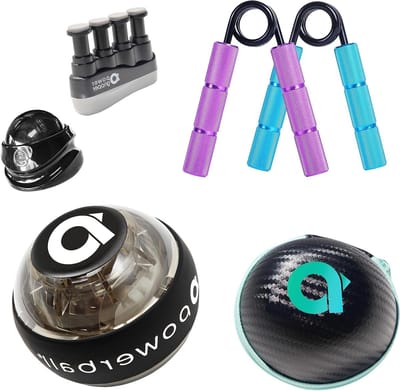 Powerball Gyroscoop - Polsversterker - Arm Kracht - Autostart Functie - 6 Delige Set - Zwart