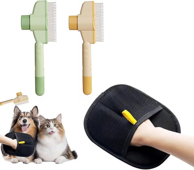 Set van 2 Verwijderaars voor Dierenharen, Dubbelzijdige Handschoenen voor Katten en Honden, Ideaal voor Meubels en Vloerkleden