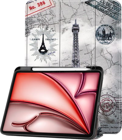 Hoes - Geschikt voor Apple iPad Air (2024/2025/2026) - 11 inch - Dun & Stevig - Trifold Bookcase - Hard Cover Case - Met Uitsparing Geschikt voor Apple Pencil - Hardcover Book - Tablet Hoesje - Eiffeltoren