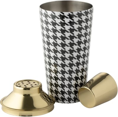 J-Line cocktail shaker Pied-Poule - roestvrij staal - zwart/wit