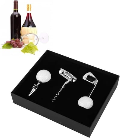 Golf Flessenopener Set met Kurk en Handmatige Wijnopener voor Trouwen en Verjaardagen, Perfecte Cadeaubox voor Wijnliefhebbers