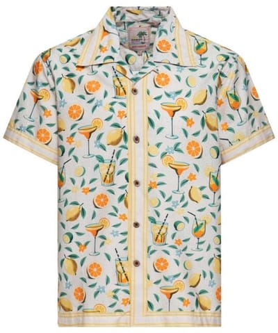 King Kerosin Citrus Cocktail Hawaii Shirt Heren Shirt met korte mouwen - crème - L