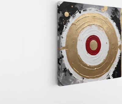 Saammp Canvas Schilderij - Abstract - Goud - Zwart -Wit - Vormen - 20x20 - Foto op canvas - Wanddecoratie - muurdecoratie Woonkamer - Slaapkamer decoratie - Canvas Print